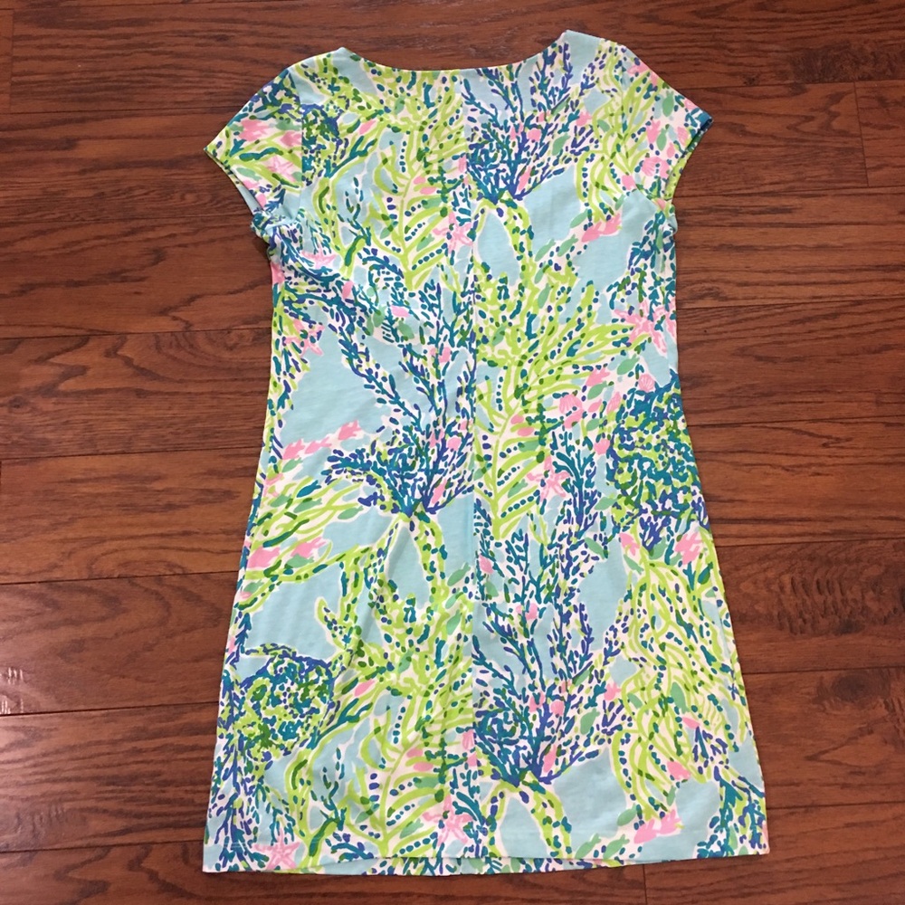 Lilly Pulitzer Blue Heaven Brewster Dress Short Sleeve V Neck Summer Preppy MED - Picture 2 of 3